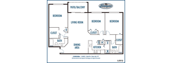 Three bedroom floor plan Banyan Pointe in Coconut Creek Florida