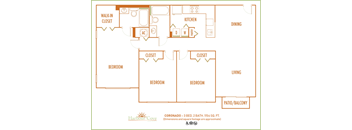 Three bedroom floor plan Harbour Cove Hallandale Beach Florida