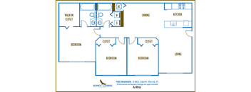Three bedroom floor plan Hawks Landing in Fort Myers Florida