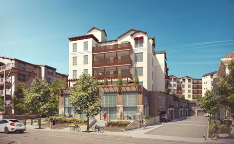 Rendering of community building from the street