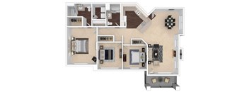 Clocktower Village 3x2 3D floor plan