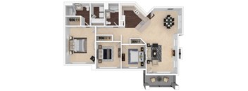Clocktower Village 3x2 3D floor plan