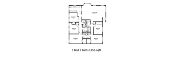 a floor plan of 5 bed 3 bath 2,156 sqft at THE EASTWOOD, AUSTIN, TX