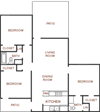 Two bedroom floor plan l Woodlands of Plano Apartments in Texas