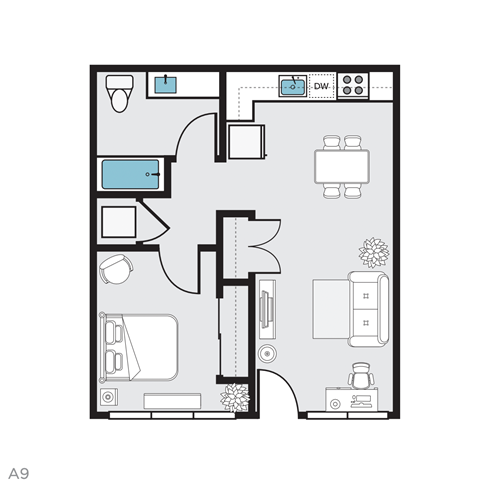 A9 Floor Plan at THE MOD AT MIDTOWN Apartments, SACRAMENTO