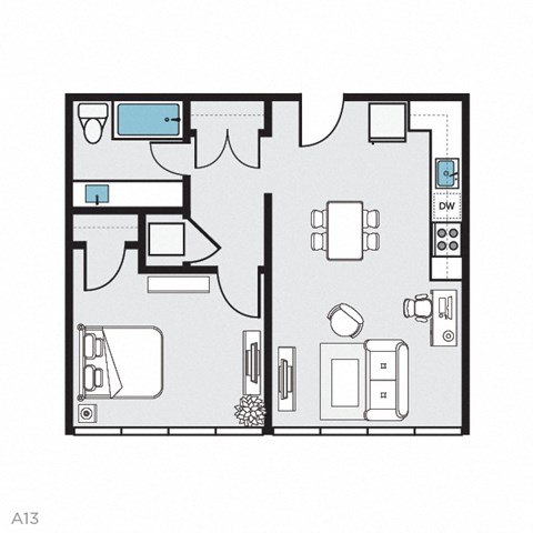 A13 Floor Plan at THE MOD AT MIDTOWN Apartments, SACRAMENTO, California