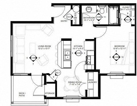 floor plan of the lower level of a house with bedrooms and baths