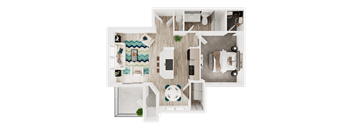 One bedroom floor plan  l Spencer Place Apartments in Post Fall, ID 