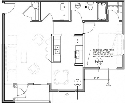 a floor plan of a house with a bedroom and a living room