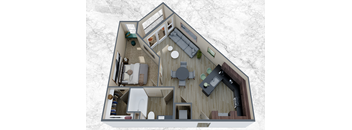 1x1 A2 floor plan 755 square feet