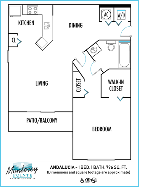Monterey Pointe Apartments 1 bedroom 2D floor plan at Monterey Pointe, Homestead, Florida