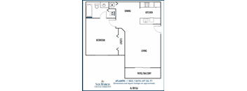 San Marco 2D 1 bedroom 1 bath floor plan