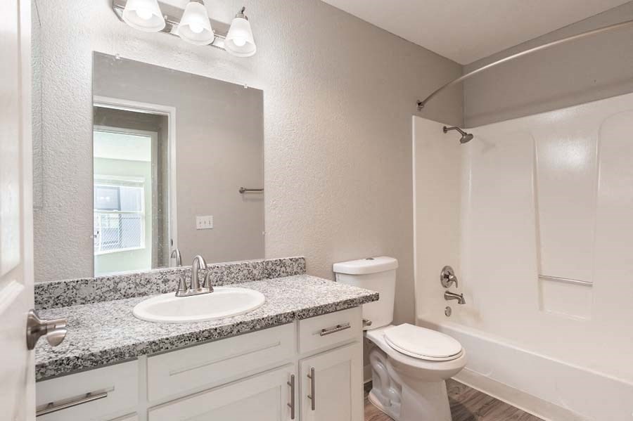 Bathroom vanity and shower