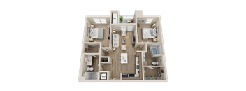 two bedroom floor plan l Alira Apartments in Sacramento Ca
