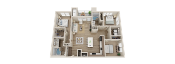 three bedroom floor plan l Alira Apartments for rent in Sacramento Ca