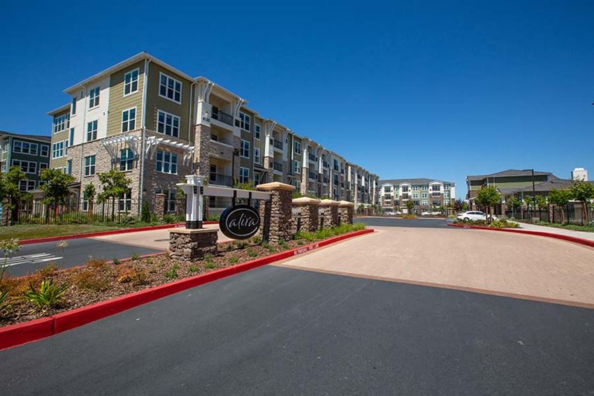 Entry to community with monument sign l Alira Apartments for rent in Sacramento Ca