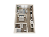 One bedroom floor plan l Alira Apartments in Sacramento Ca