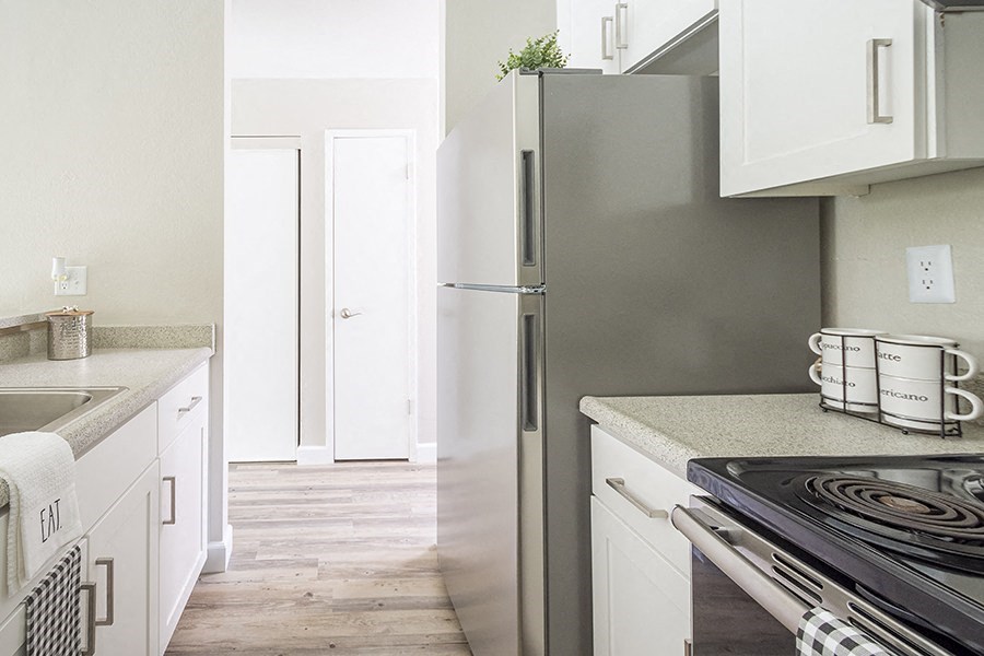 View of hallway from kitchen