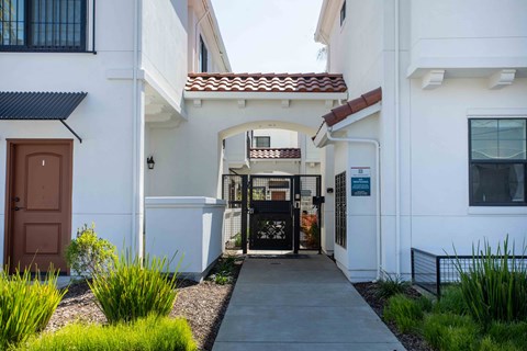 Entry gate to building at THE ANGELINO, Sacramento California