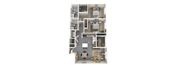 Two bedroom floor plan at ARISTA APARTMENT HOMES, Las Vegas, NV