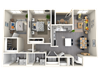 Two bedroom floor plan 1077 square feet