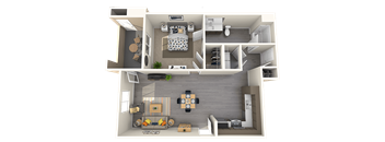 One bedroom floor plan at ARISTA APARTMENT HOMES, Las Vegas, NV