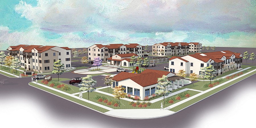 Rendering of community with view of buildings