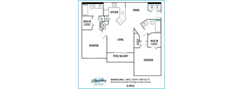 Monterey Pointe Apartments 2 bedroom 2D floor plan