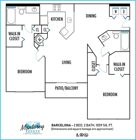 Monterey Pointe Apartments 2 bedroom 2D floor plan at Monterey Pointe, Homestead
