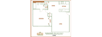 Mission Pointe apartments 1 bedroom 2D floor plan