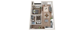 a 3d floor plan of a home with a bedroom and living room at BASE APARTMENT HOMES, Nevada