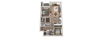a bedroom floor plan of a 2100 sq ft apartment at BASE APARTMENT HOMES, LAS VEGAS, NV 89166