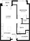 Baxter on Broadway 1 Bedroom 2D Floor plan