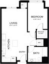 Baxter on Broadway 1 bedroom B 2D Floor plan