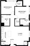 Baxter on Broadway 2 bedroom D 2D floor plan