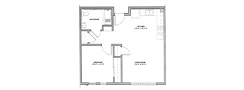 1 Bedroom Floor Plan at Bridge Meadows Beaverton 55+, Beaverton Oregon