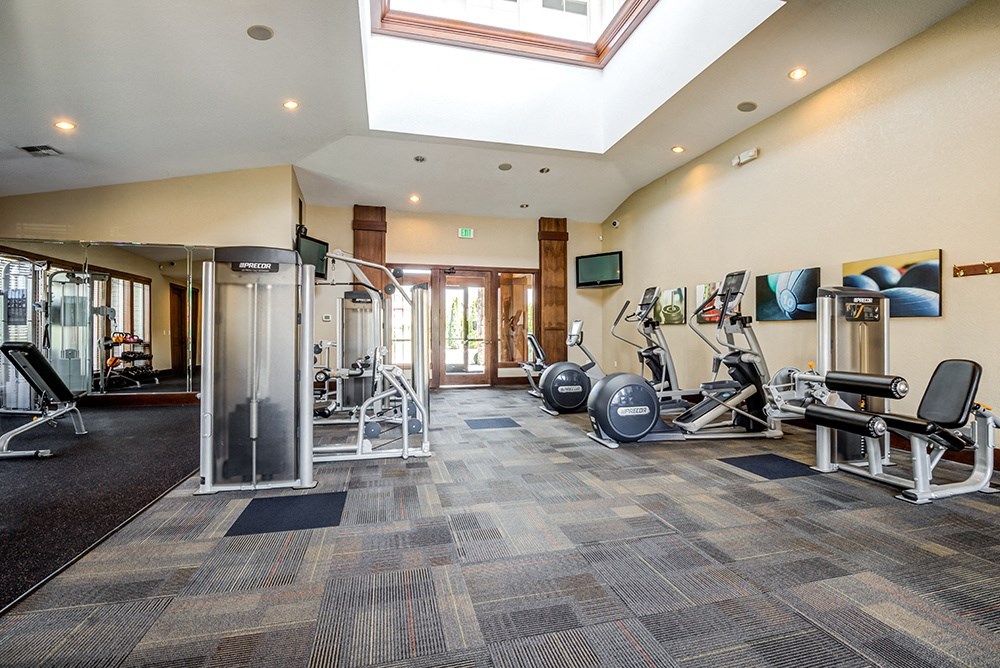 Gym with Ellipticals, Weight Machines, and TV at BELLA SONOMA, Fife