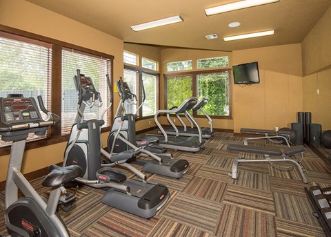 Fitness center with equipment
