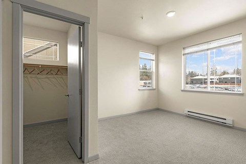 bedroom with windows