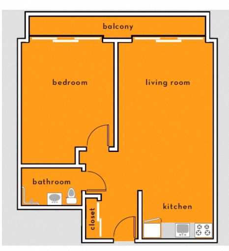 One bedroom floor plan