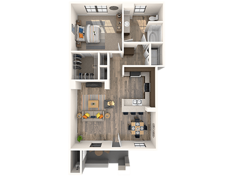 Belmont Floor Plan at EVERETT APARTMENT HOMES, Las Vegas, NV