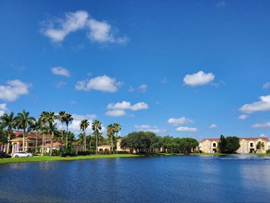 Lake view with buildings Bernwood Trace fort Meyers Florida