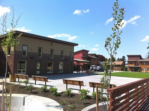 Benches In Courtyard at Bridge Meadows North Portland 55+, Portland Oregon