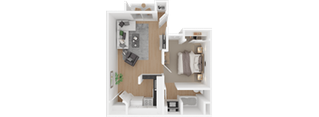 One bedroom one bath floor plan