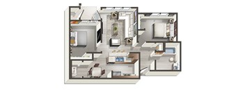 2X1 3D Floor Plan | Briggs Village Apartments in Olympia, WA 98501
