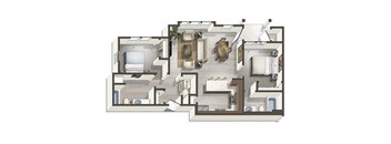 2X2 3D Floor Plan | Briggs Village Apartments in Olympia, WA 98501