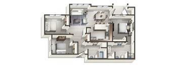 3X2 3D Floor Plan | Briggs Village Apartments in Olympia, WA 98501