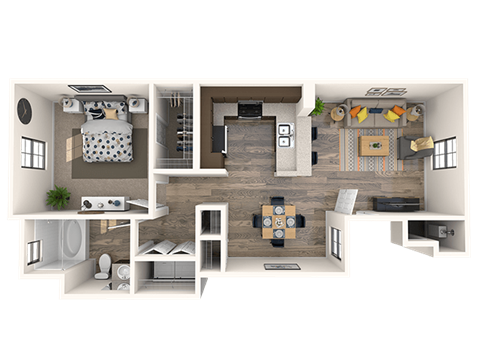 Bristol Floor Plan at EVERETT APARTMENT HOMES, Las Vegas, 89113