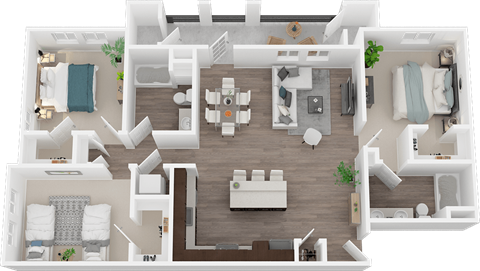 Three bedroom floor plan