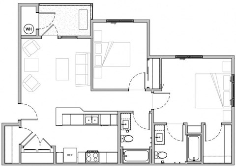 Two Bedroom, two bathroom floor plan